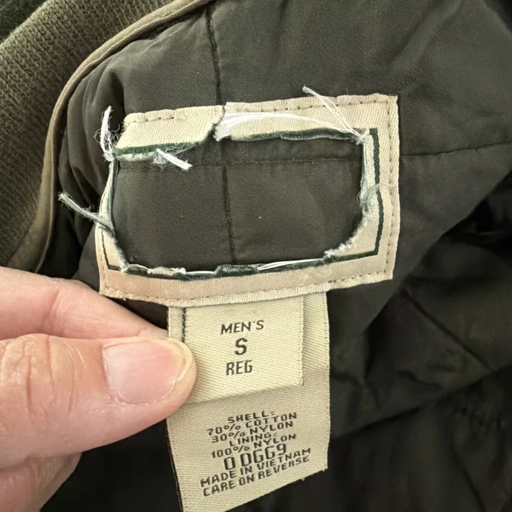 LL Bean Green Wool Cruiser Jacket Field Coat Hunting Quilted Removable Shell